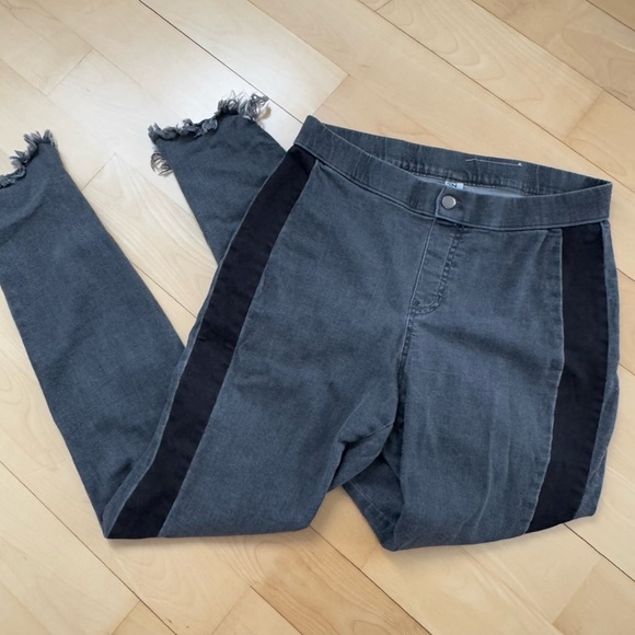 ZEZA B TUXEDO STRIPE GREY JEGGINGS WITH FRAYED HEM - M - Picture 7 of 14